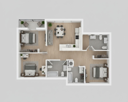 2 bed-1 bath with 1055 sq ft