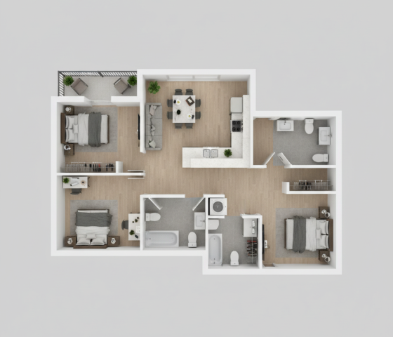 2 bed-1 bath with 1055 sq ft