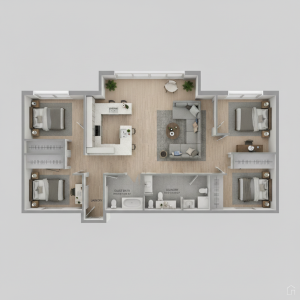 2 bed-1 bath with 975 sq ft