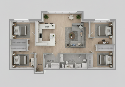 2 bed-1 bath with 975 sq ft