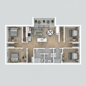 3 bed-2 bath with 1205 sq ft