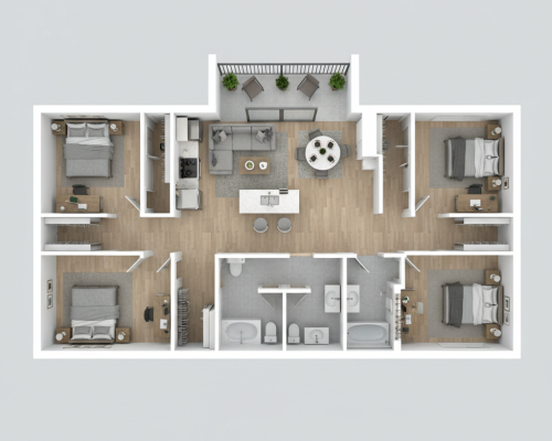 3 bed-2 bath with 1205 sq ft